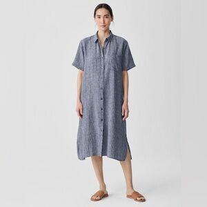Eileen Fisher Puckered Organic Linen Shirtdress